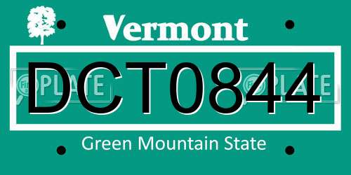 DCT0844 Vermont License Plate