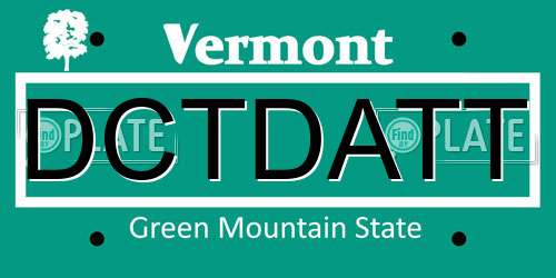 DCTDATT Vermont License Plate