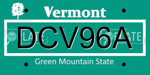 DCV96A Vermont License Plate