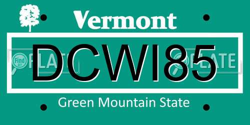 DCWI85 Vermont License Plate