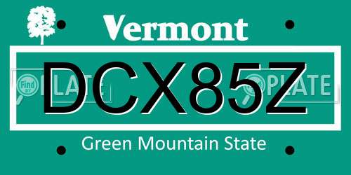 DCX85Z Vermont License Plate
