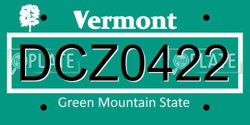 DCZ0422 Vermont License Plate