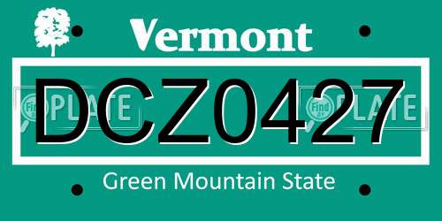 DCZ0427 Vermont License Plate
