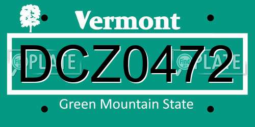 DCZ0472 Vermont License Plate