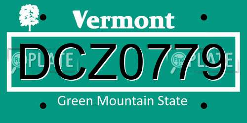 DCZ0779 Vermont License Plate