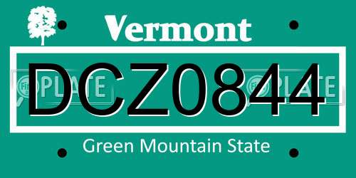 DCZ0844 Vermont License Plate
