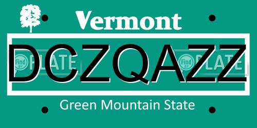 DCZQAZZ Vermont License Plate