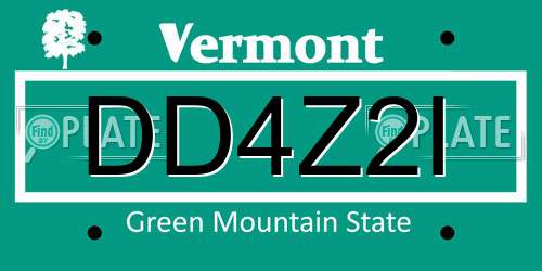 DD4Z2I Vermont License Plate