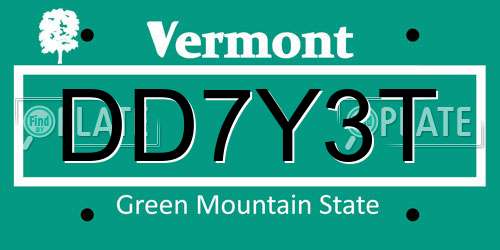 DD7Y3T Vermont License Plate