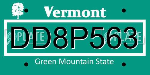 DD8P563 Vermont License Plate