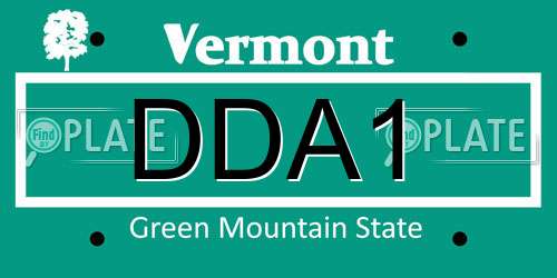 DDA1 Vermont License Plate