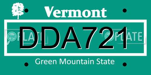 DDA721 Vermont License Plate