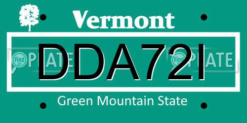DDA72I Vermont License Plate