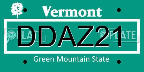 DDAZ21 Vermont License Plate