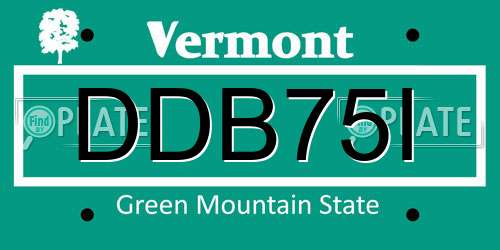 DDB75I Vermont License Plate