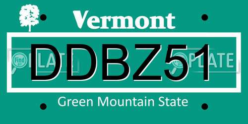 DDBZ51 Vermont License Plate