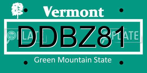 DDBZ81 Vermont License Plate