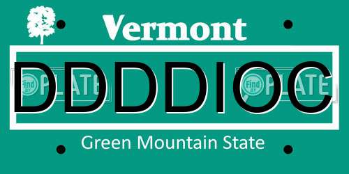 DDDDIOC Vermont License Plate