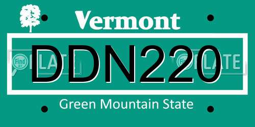 DDN220 Vermont License Plate