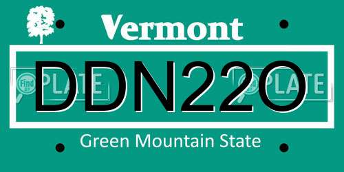 DDN22O Vermont License Plate