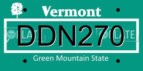 DDN270 Vermont License Plate