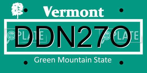 DDN27O Vermont License Plate