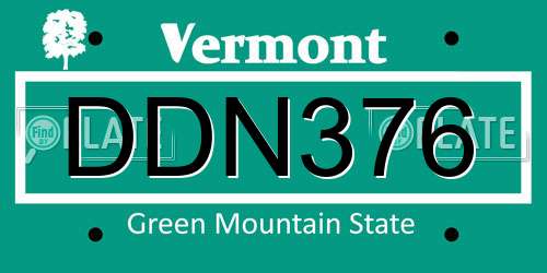 DDN376 Vermont License Plate