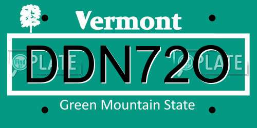 DDN72O Vermont License Plate