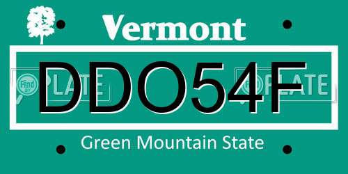 DDO54F Vermont License Plate