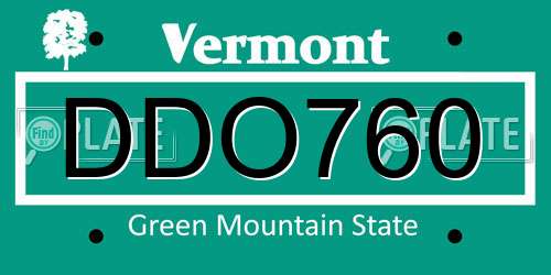 DDO760 Vermont License Plate