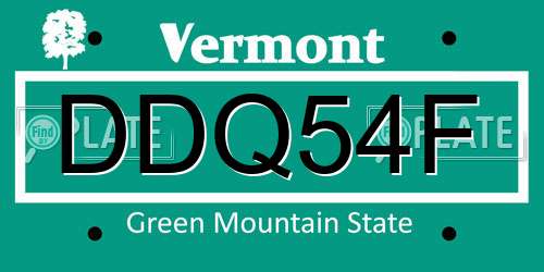 DDQ54F Vermont License Plate
