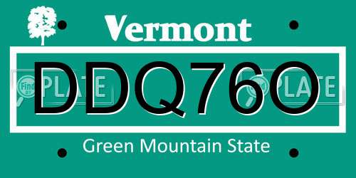 DDQ76O Vermont License Plate