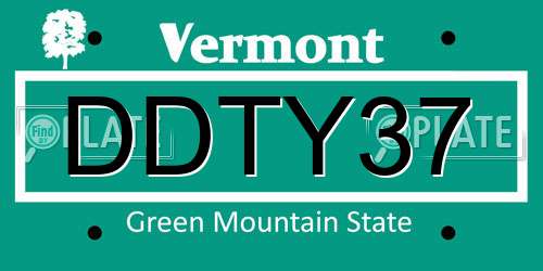DDTY37 Vermont License Plate