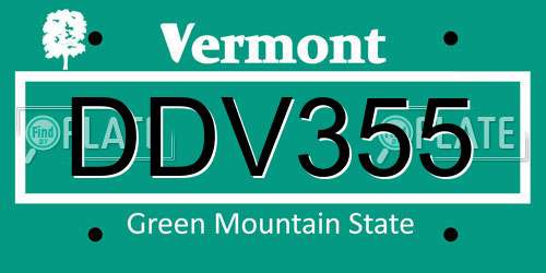 DDV355 Vermont License Plate