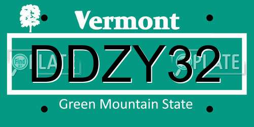 DDZY32 Vermont License Plate