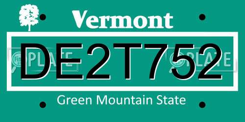 DE2T752 Vermont License Plate