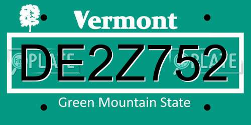 DE2Z752 Vermont License Plate