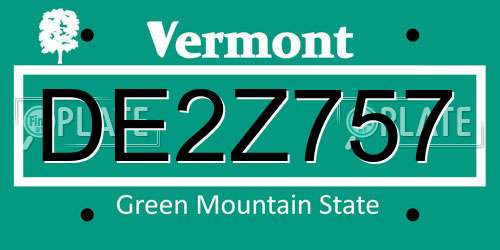 DE2Z757 Vermont License Plate