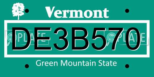 DE3B570 Vermont License Plate