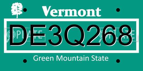 DE3Q268 Vermont License Plate