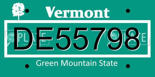 DE55798 Vermont License Plate