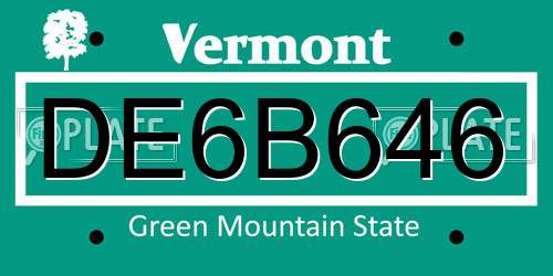DE6B646 Vermont License Plate