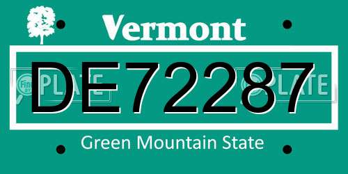 DE72287 Vermont License Plate