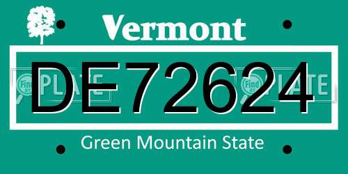 DE72624 Vermont License Plate