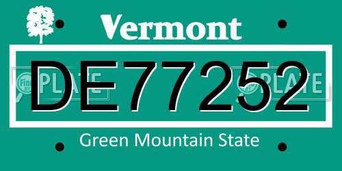 DE77252 Vermont License Plate