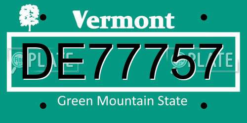DE77757 Vermont License Plate