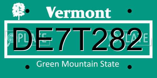 DE7T282 Vermont License Plate