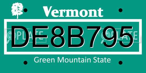 DE8B795 Vermont License Plate