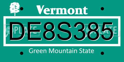 DE8S385 Vermont License Plate