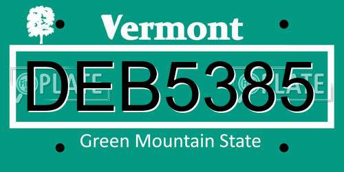 DEB5385 Vermont License Plate